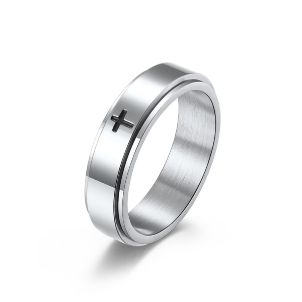 Titanium Stål Roterbar Ring Classic Cross Relieving Anxiety Spi