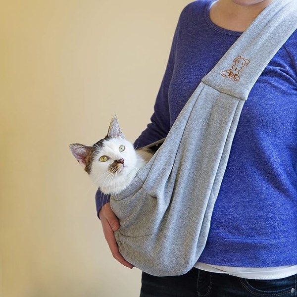Hund- och kattselebärare – handsfree vändbar Grå väska för husdjur -