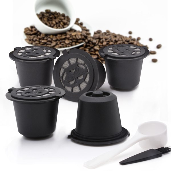 5x gjenbrukbare kaffekapsler Svart