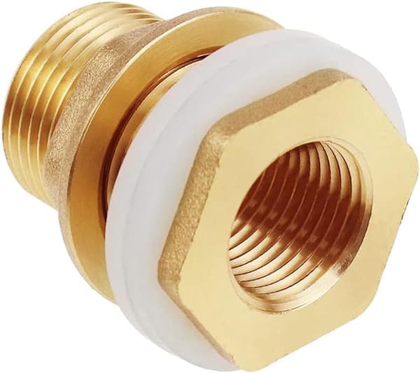 Et sæt med 2 3/4 messing tank vandforbindelse adapter hane regn b
