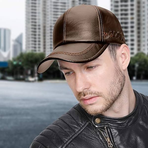 Herre Baseball Cap PU Lær Klassisk Vintage Newsboy CapsDriving H