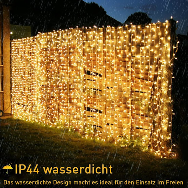 (varmvit) Gardinlampor 6m x 3m, 600 LED, 8 Jul Ljus