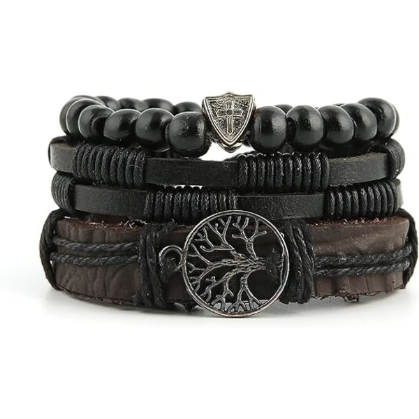 Äkta läder Livets träd Armband Män Kvinnor, Tigeröga Natur