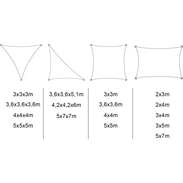 Trekantet skygge seil 3x3x3 m pustende HDPE, solbeskyttelse skygge