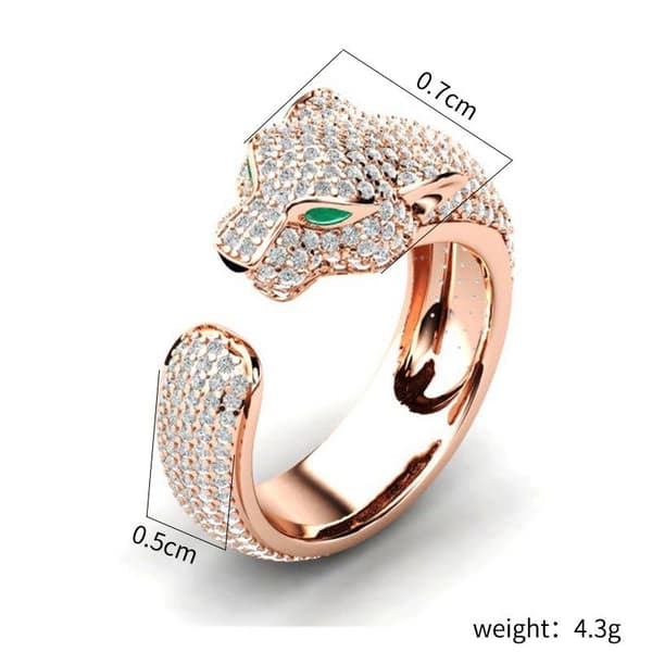 Løve Ring Zircon Pave Ring, rosaguld Leopard Ring