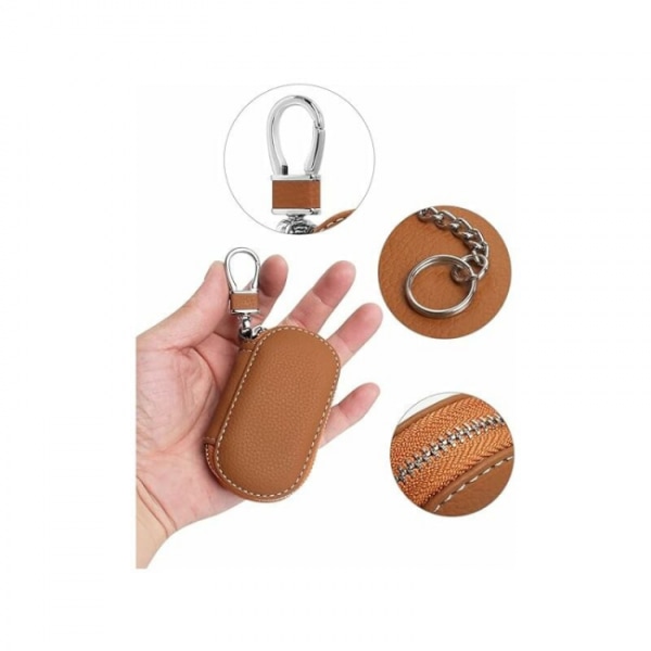 1 stk nøglebremsepose, Retro PU læder bilnøgle med lynlås, nøgle