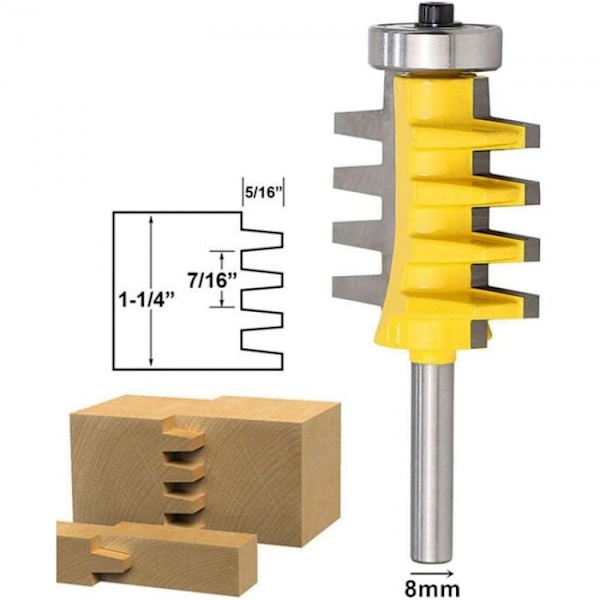 8 mm Skaft Spår Finger Reversibla Fog Router Kolle Bit Kon Tenon Fr