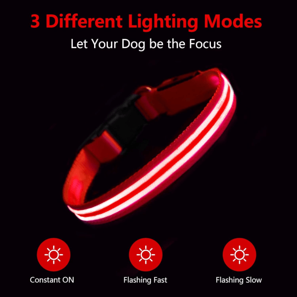 Uppladdningsbart LED-hundhalsband Vattentätt Lysande Hundhalsband Flashi