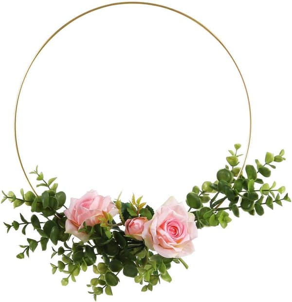 2 stk. 30 cm metal blomsterkrans ring macrame guld ring til