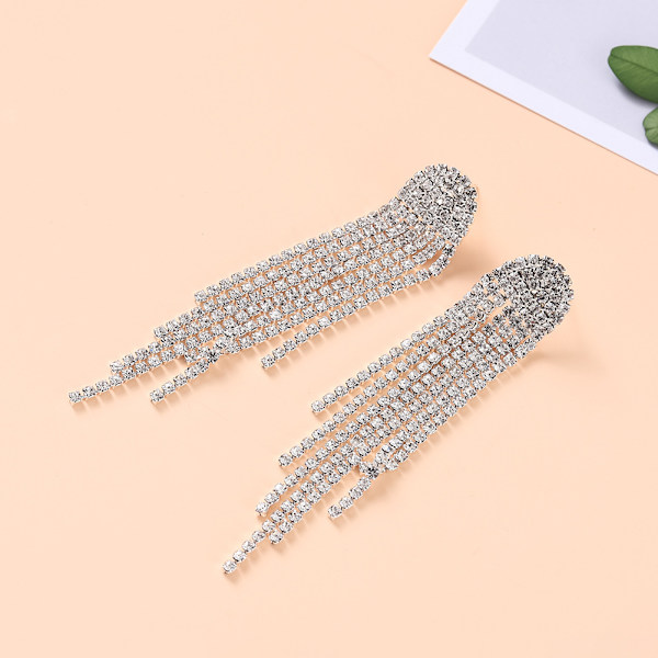 Lange kvast øreringe til kvinder,Rhinestone Statement Drop E