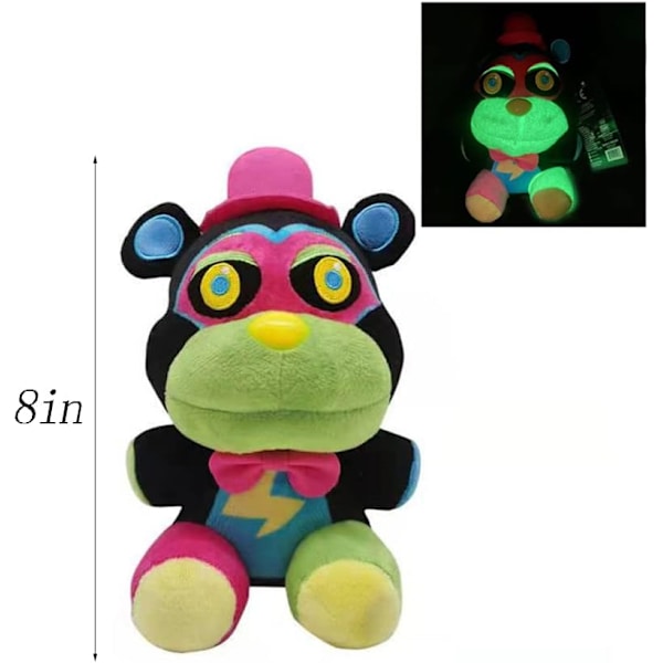 Security Breach Glow plyschar Blacklight Glamrock Freddy Plush Gl