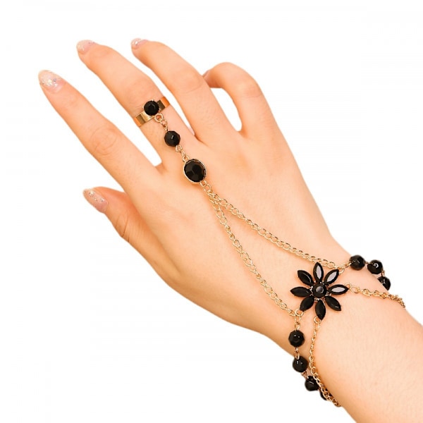 Stilful Håndrem Armbånd Alloy Finger Ring Armbånd Kæde Håndled H