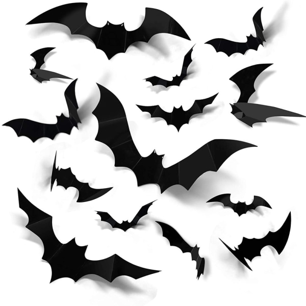 Halloween 3D fladdermus dekorationer, olika storlekar realistiska