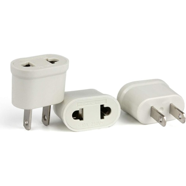 3PCS FR til US Adapter Converter Europeisk Plugg til Amerikansk Plugg fo