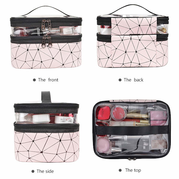 Makeup tasker dobbelt lag rejse kosmetik tasker make up arrangør