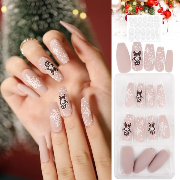 72 kpl Christmas tekokynnet Ballerina Nail Long Full Cover Artifi