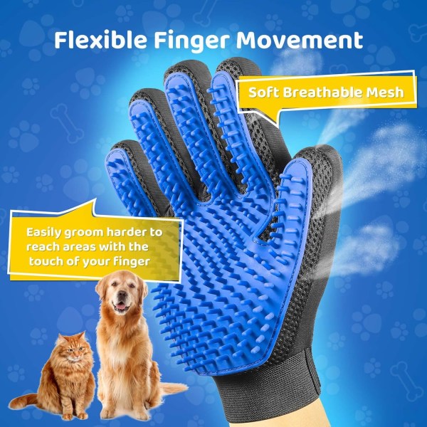Opgraderingsversion Pet Grooming Handske - Skånsom affaldsbørstehandske