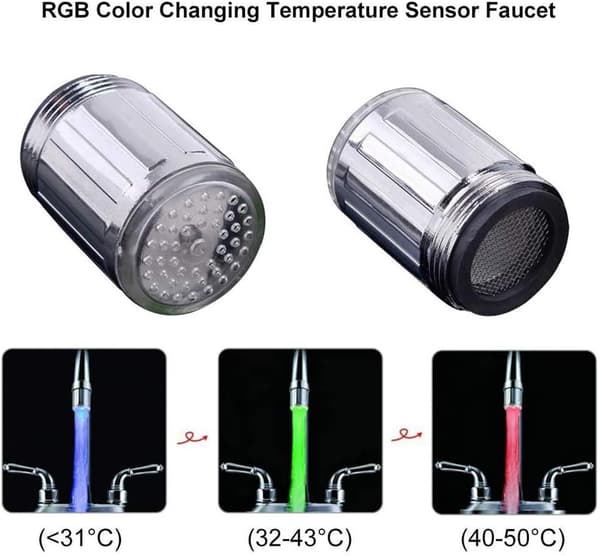 Farge LED-kran, lysende LED-krantipp, 3 fargetemperaturer