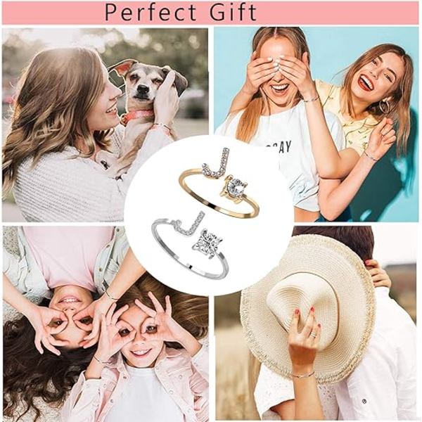 2 st/set Initial Letter Alphabet Knuckle Rings A-Z Silver och Gol
