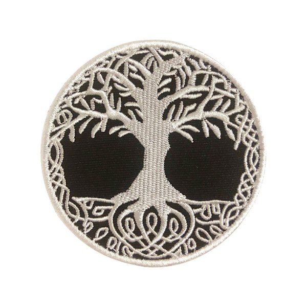 2 stk. Træ af liv patch broderi (sort og hvid) badge