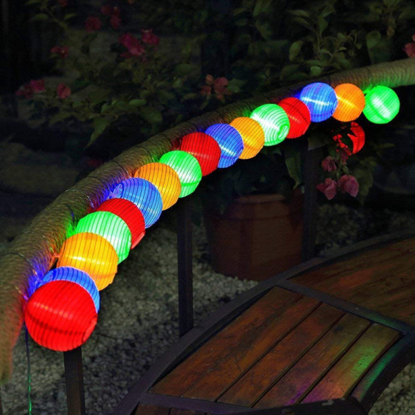 Solar Energy LED Light Garland Lantern 20 LED Balls, Length 5M, Light Garland Modes for Home Garden