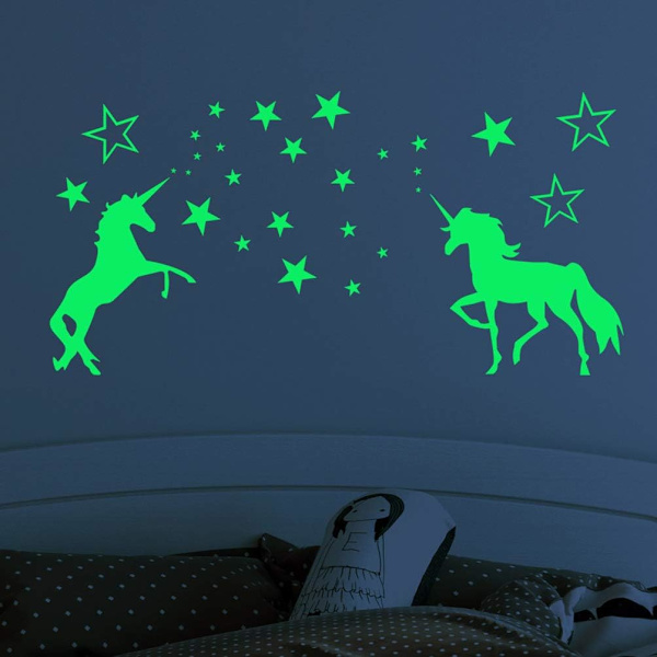 Luminous Unicorn Väggdekal Luminous Häst Väggdekaler Stjärna F