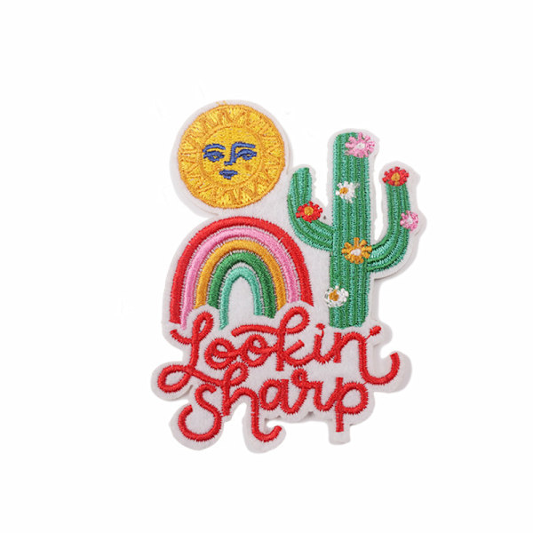 13 stk. Badge udsøgt sol kaktus broderet stof patch klud