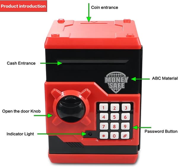 Elektronisk sparegris med automatisk penge-scroll, Mini ATM-boks,