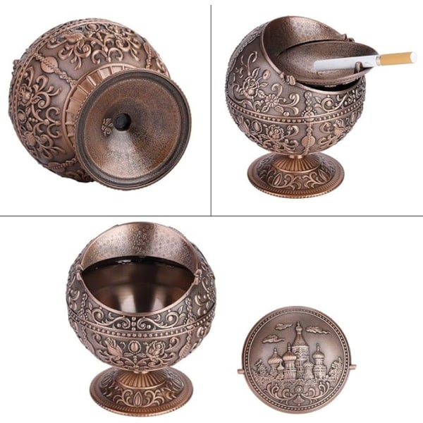 European Retro Tuhkakuppi, Vintage Art Craft Tuhkakuppi Metal Pyöreä Bal