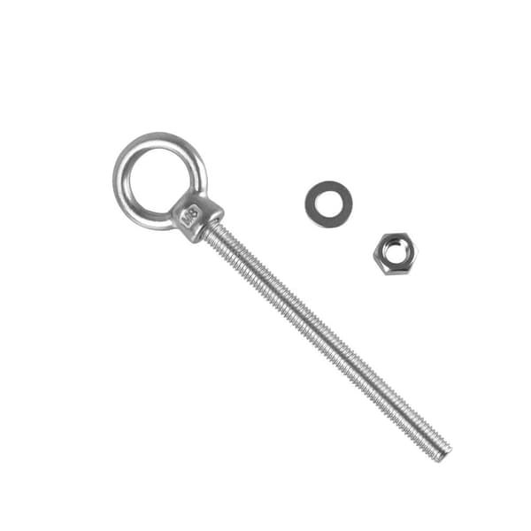 2-pack öglebultar med metrisk gänga M8 x 80 mm, mutter och bricka