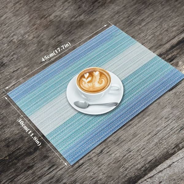 Vinyl Plassmatter, Sett med 4 Flekkbestandige, Foldbare, Vaskbare