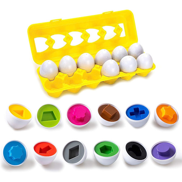 Farge- og formmatchings egg-leker - Formsortering og fargegjenkjenning