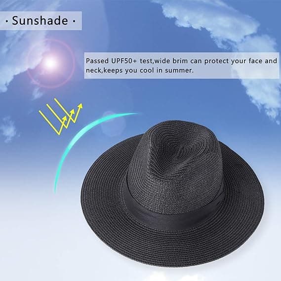 Dame Panama Hat Sommer Solhat Halm Hat Anti-UV Strandhat