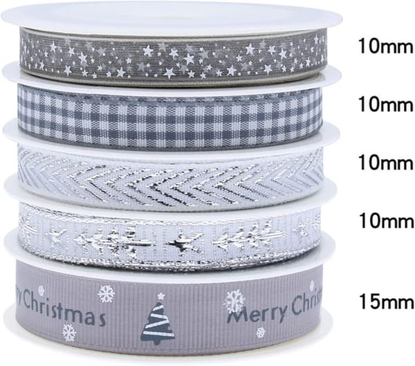 5 stilar 5M julgrosgrainband polyester satinband för