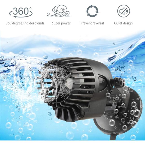 Akvarie Flow Pumpe 7500L/H Wave Maker 10W Wave Cirkulationspumpe Q