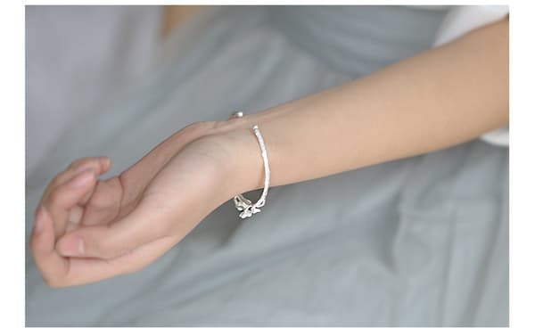 Justerbart sølv bangle armbånd, kvinner 925 sterling sølv brac