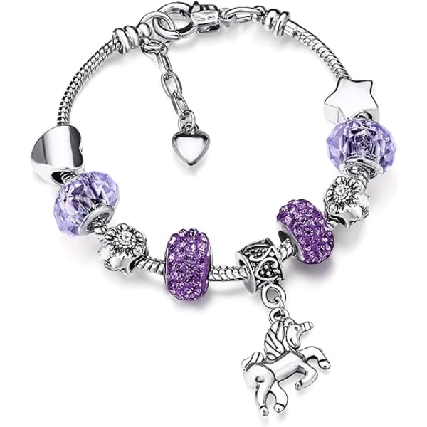 Unicorn Sparkly Crystal Charm rannerengas set f