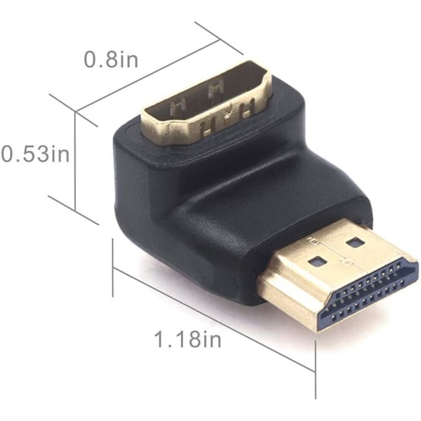 HDMI-adapter 90 grader og 270 grader vinklet HDMI-stik A