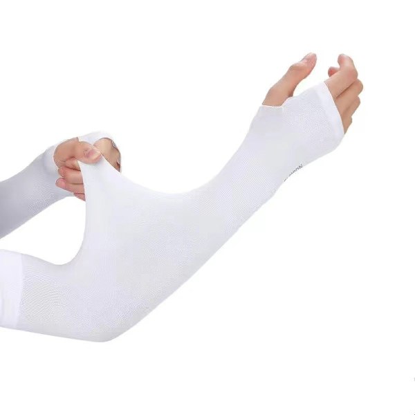 white Summer sun protection arm guards for men and women, weightl