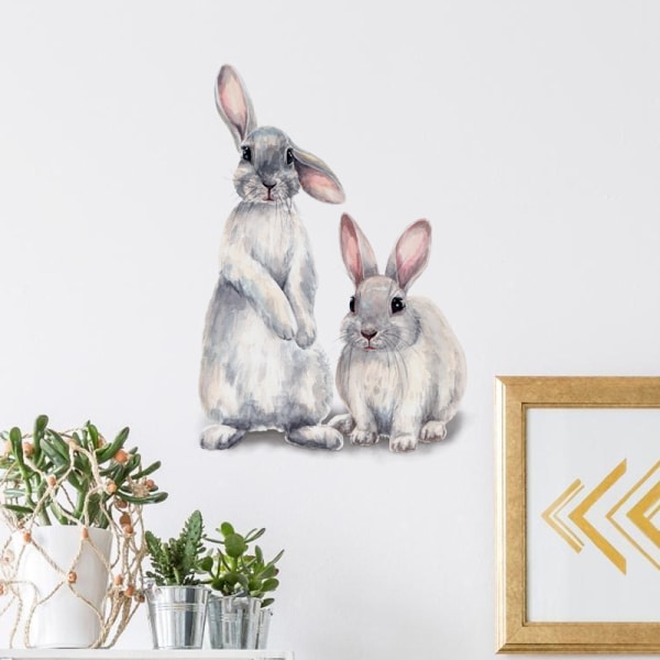 Väggklistermärken Avtagbart vinylklistermärke Söta djur 3D-kaniner Rabb