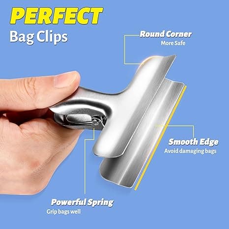 2-pakning klips for chips, klips i rustfritt stål, klips for poser, klips for mat, Pa