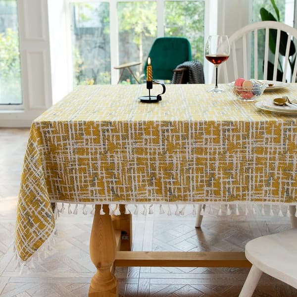 Rektangulär fläckbeständig bordsduk, bomull och linnetyg