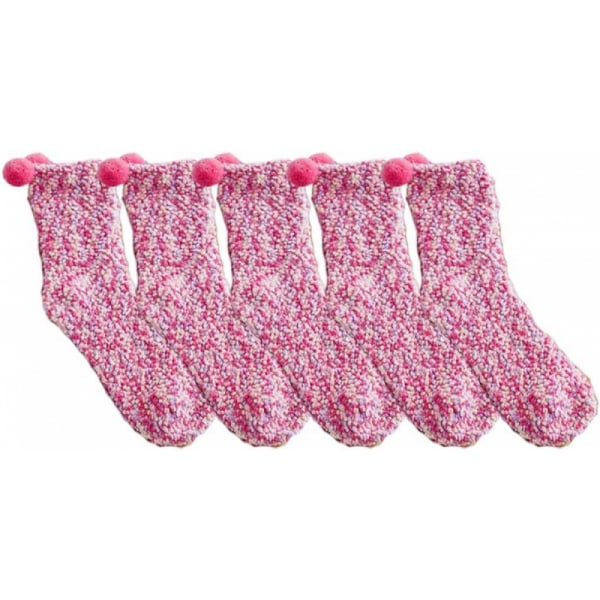 Coral Fleece Plushtofflor 5-pack Rosa Dam Kvinna Vinter Mysig Tjock