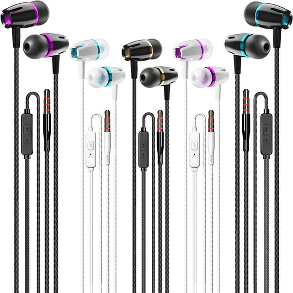 Hörlurar med mikrofon, 5-pack, brusreducerande in-ear-hörlurar