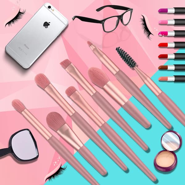 Makeupborstar, komplett set med 8 professionella makeuptillbehör