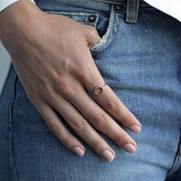 14K gullbelagte ringer for kvinner | Gull Karma Circle Ring | Stacka