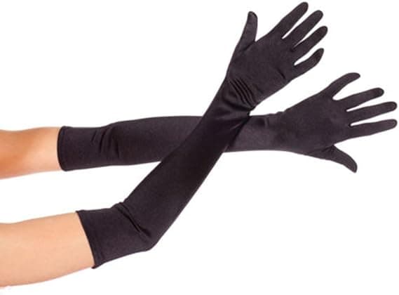 54 cm lange sorte satin fingerhandsker til damer