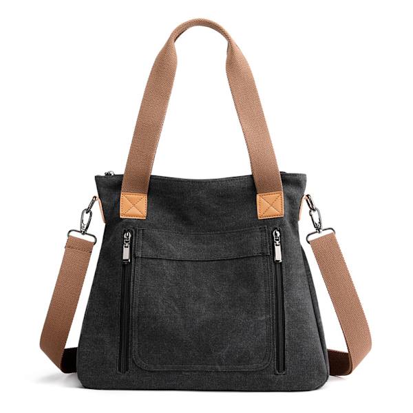 Kvinder Lærred Tote Taske Arbejde Skulder Crossbody Taske Vintage Mul