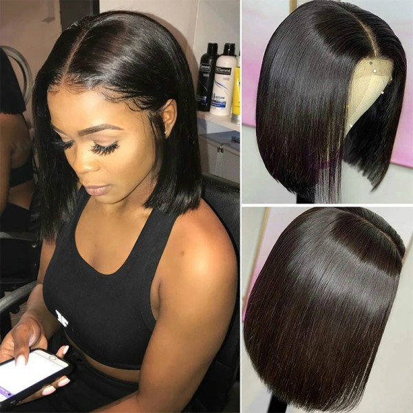 Short Bob Wig, Frontal Hair Straight Wigs Natural,Frontal Bob Wig