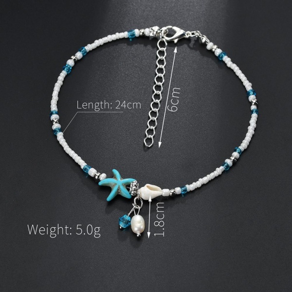 Boho Starfish Ankles Blue Ankel Armbånd Pearl Chain Beach Foot